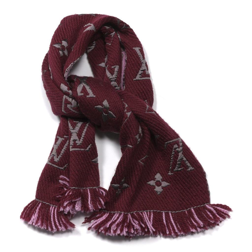 Louis Vuitton Wool Silk Logomania Scarf Wine