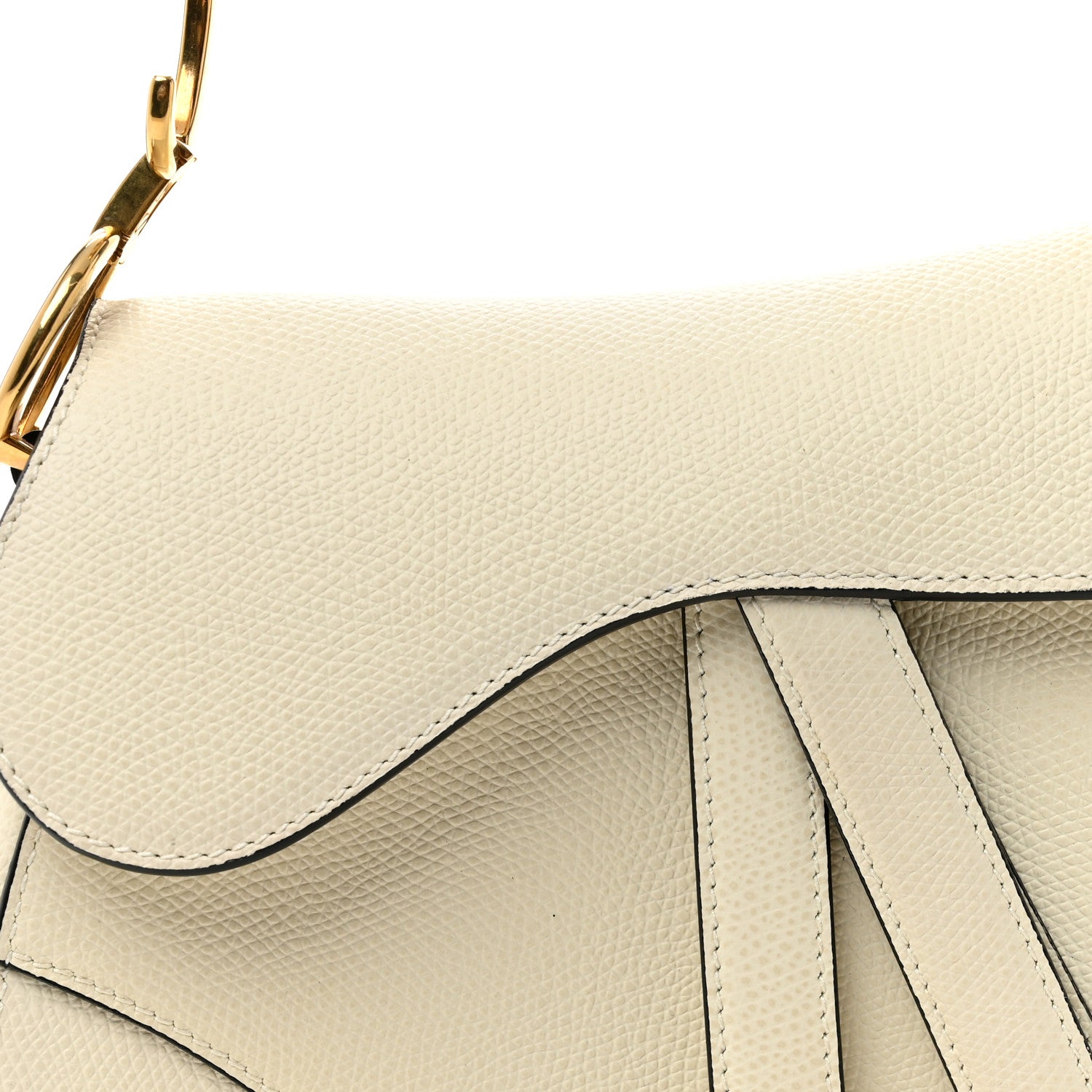 Christian Dior Grained Calfskin Mini Saddle Bag White