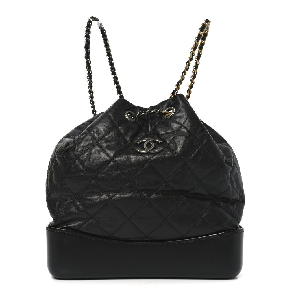 Chanel Aged Calfskin Quilted Small Gabrielle Backpack Black