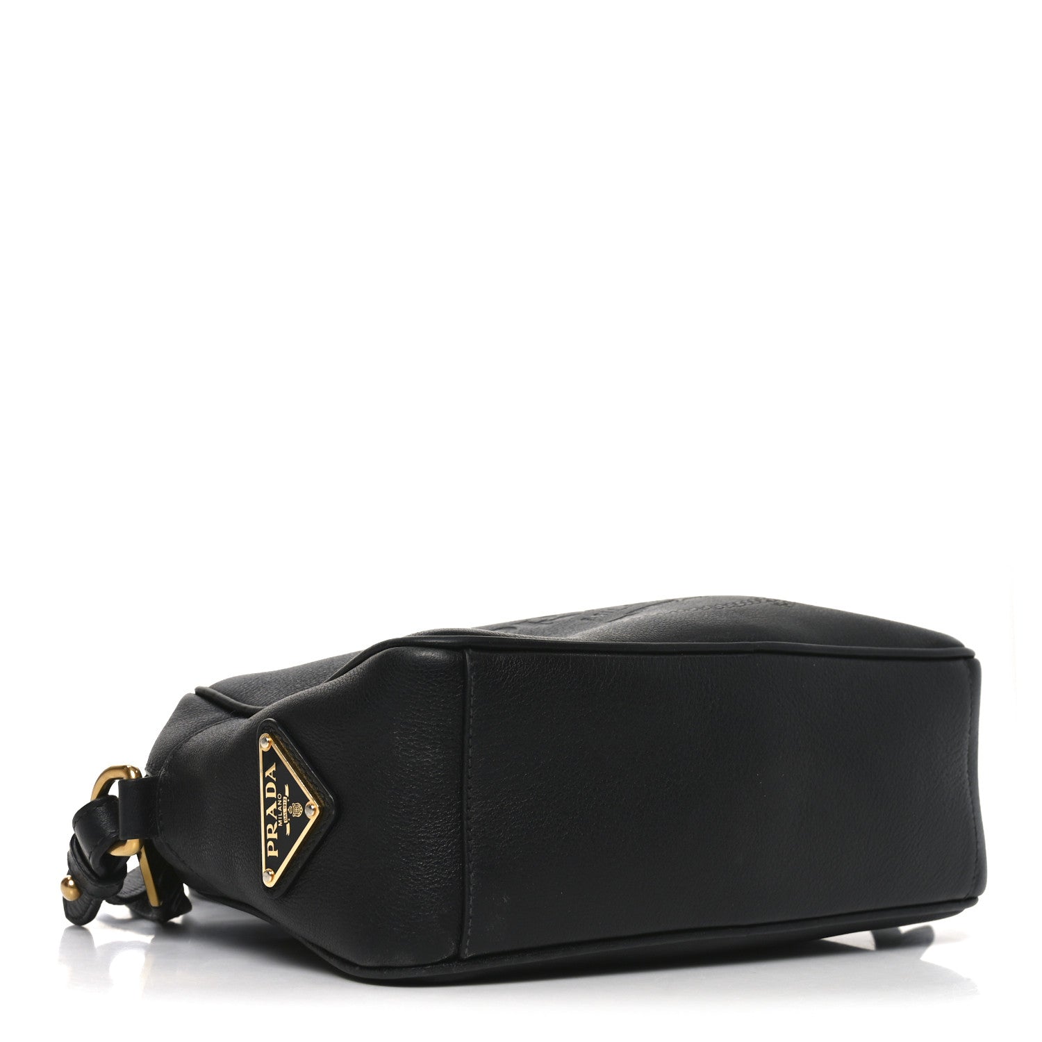 Prada Glace Calfskin Embossed Logo Crossbody Black