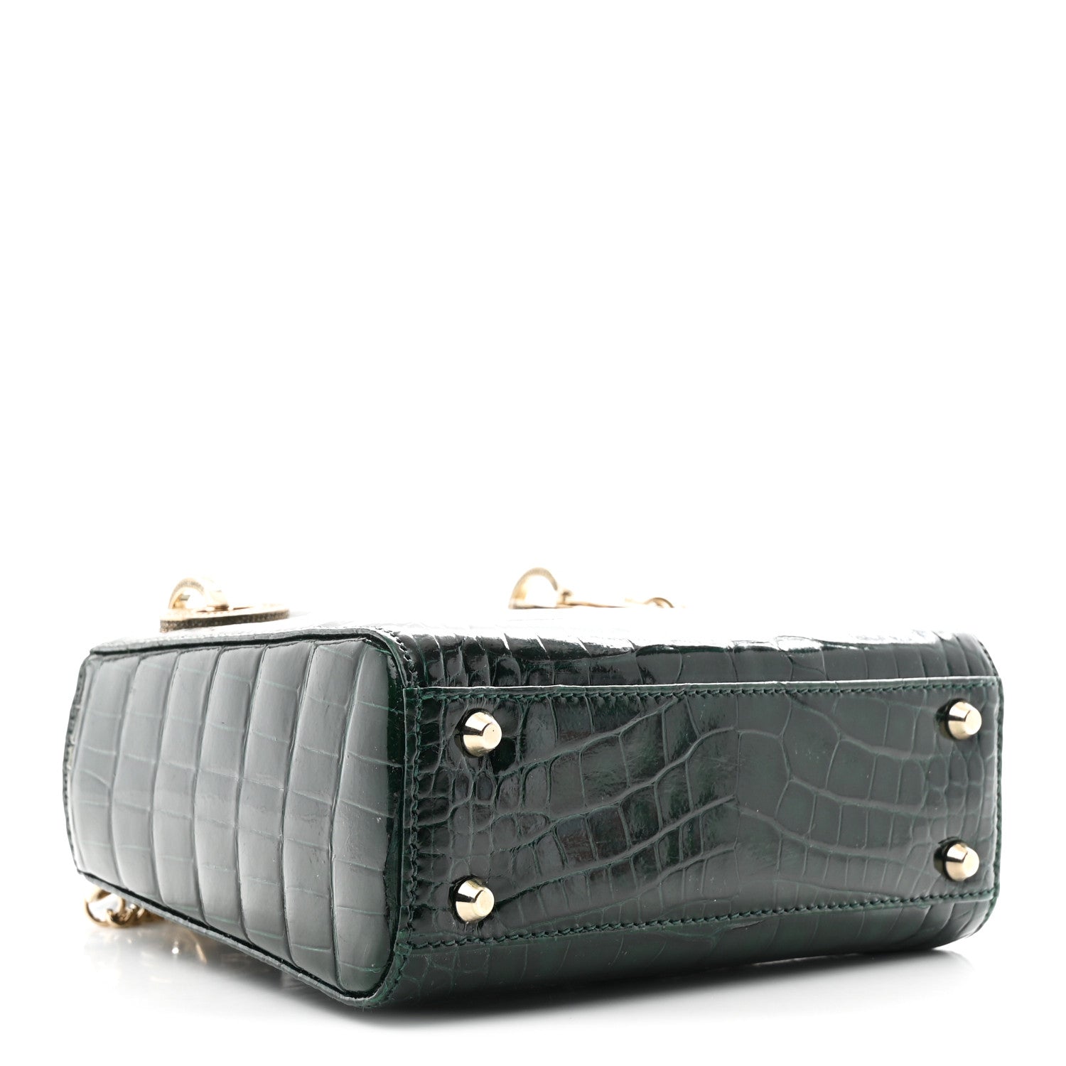 Christian Dior Alligator Crystal Mini Lady Dior Dark Green