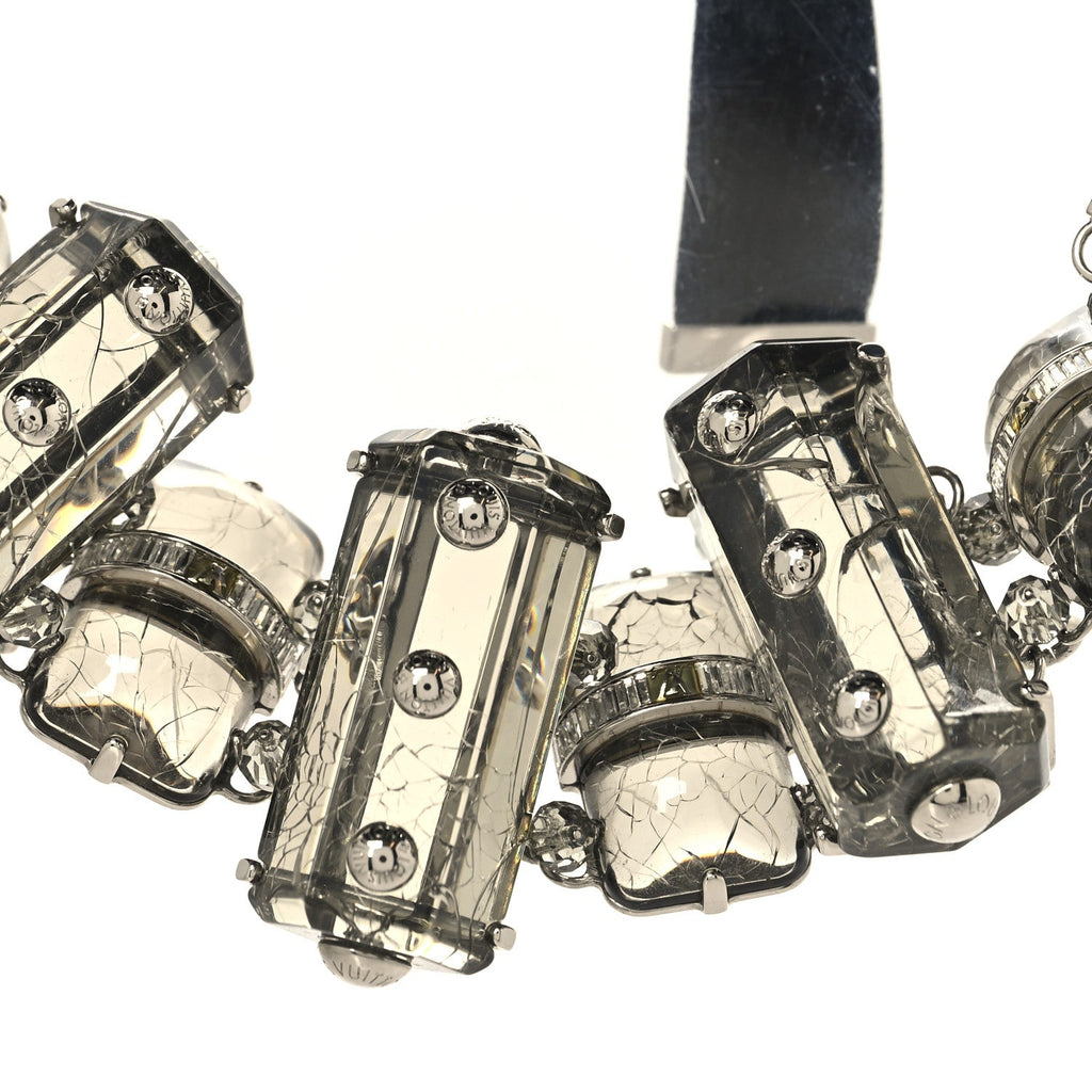 Louis Vuitton Velvet Resin Crystal Choker Necklace Black