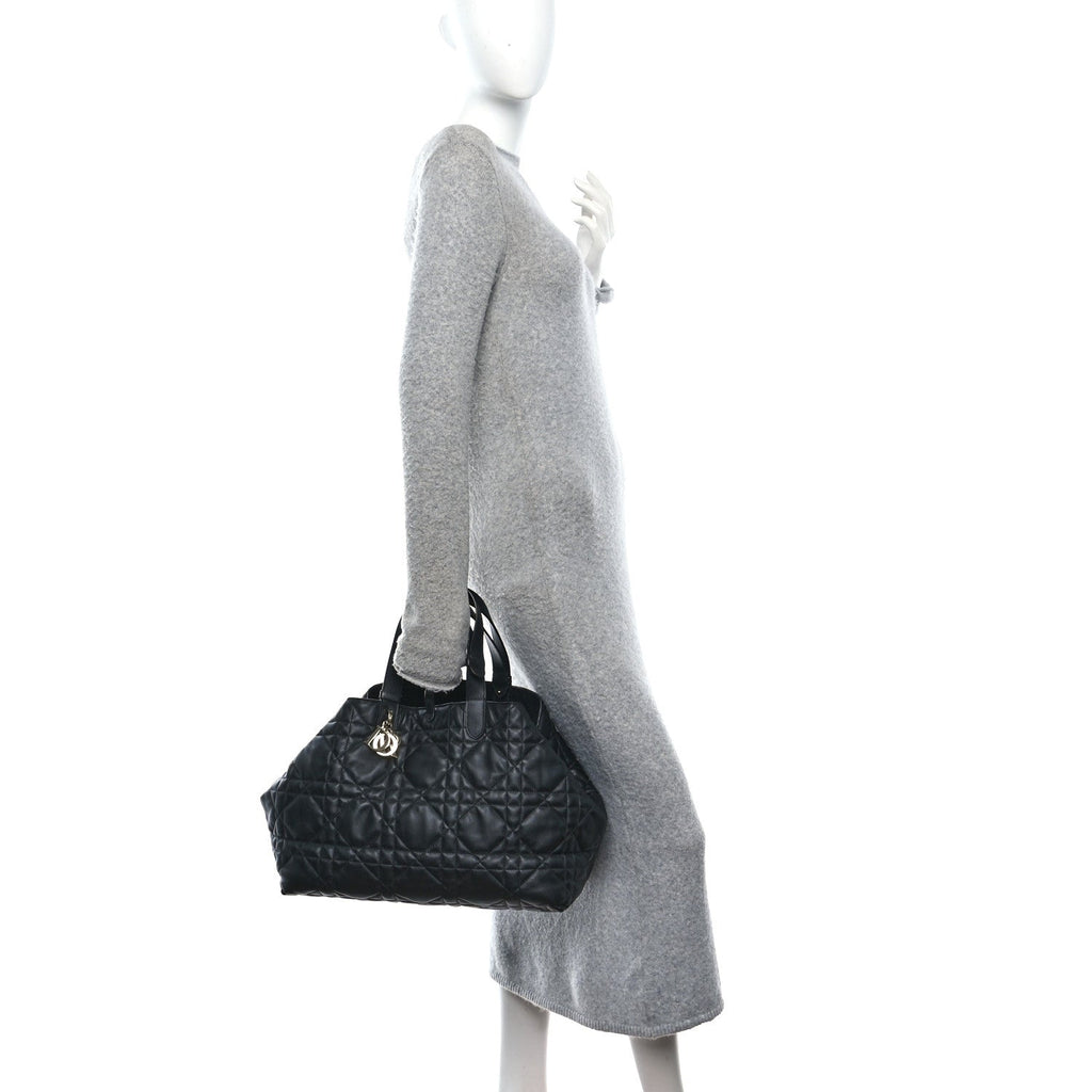 Christian Dior Calfskin Macrocannage Large Toujours Black