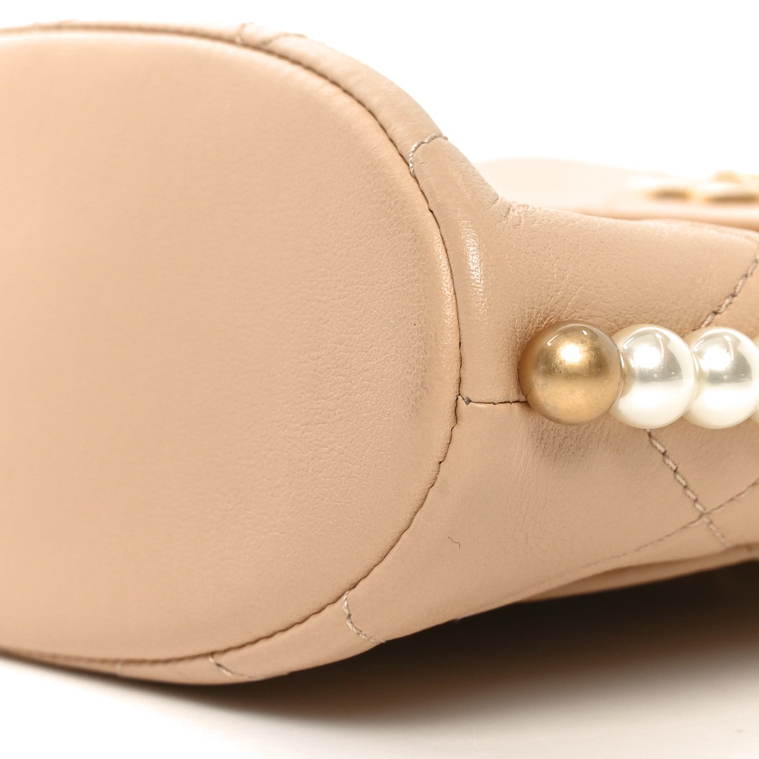 Chanel Calfskin Quilted Pearl Small Hobo Bag Beige