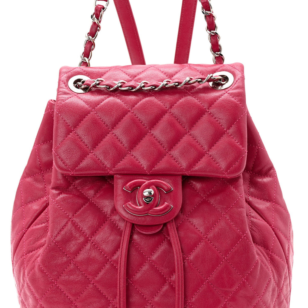 Chanel Calfskin Quilted Small Urban Spirit Backpack Dark Pink
