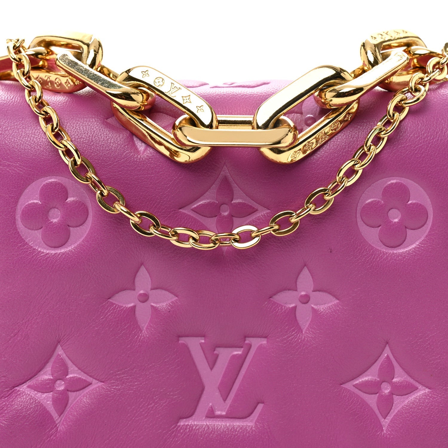 Louis Vuitton Lambskin Embossed Monogram Coussin Belt Bag Orchid