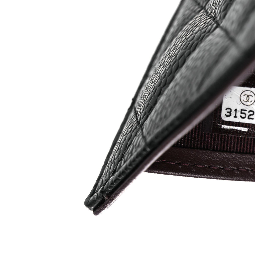 Caviar Quilted Compact Flap Wallet Black