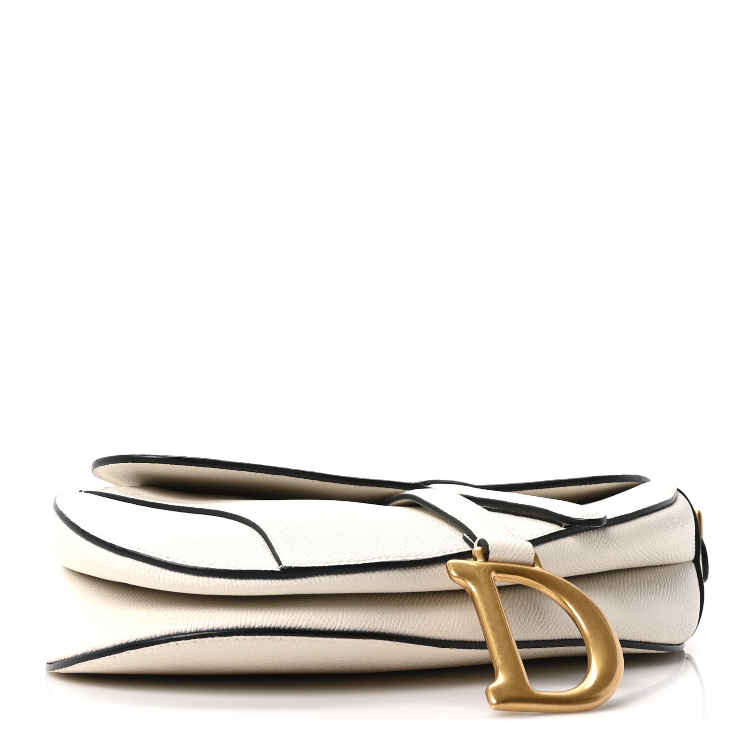 Christian Dior Grained Calfskin Saddle Bag White