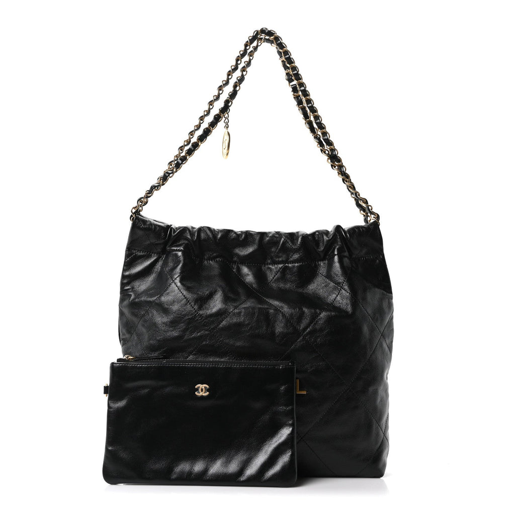 Chanel Shiny Calfskin Quilted Small Chanel 22 Black