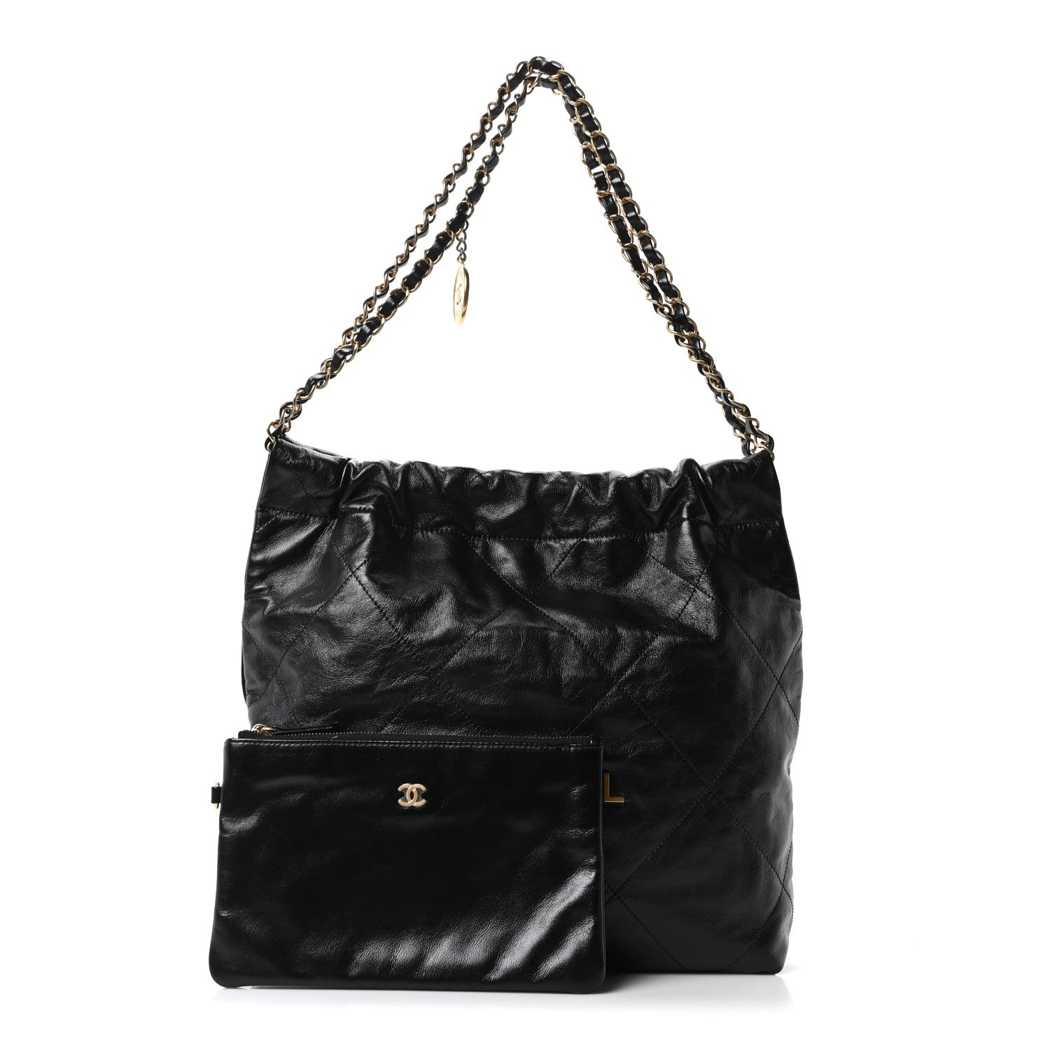 Chanel Shiny Calfskin Quilted Small Chanel 22 Black