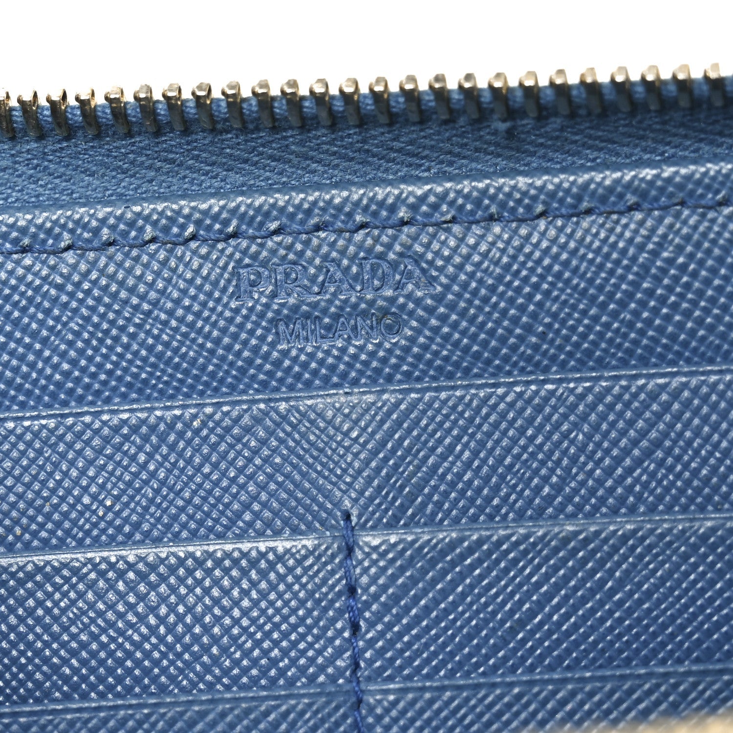 Prada Vitello Move Half Zip Wallet Cobalto