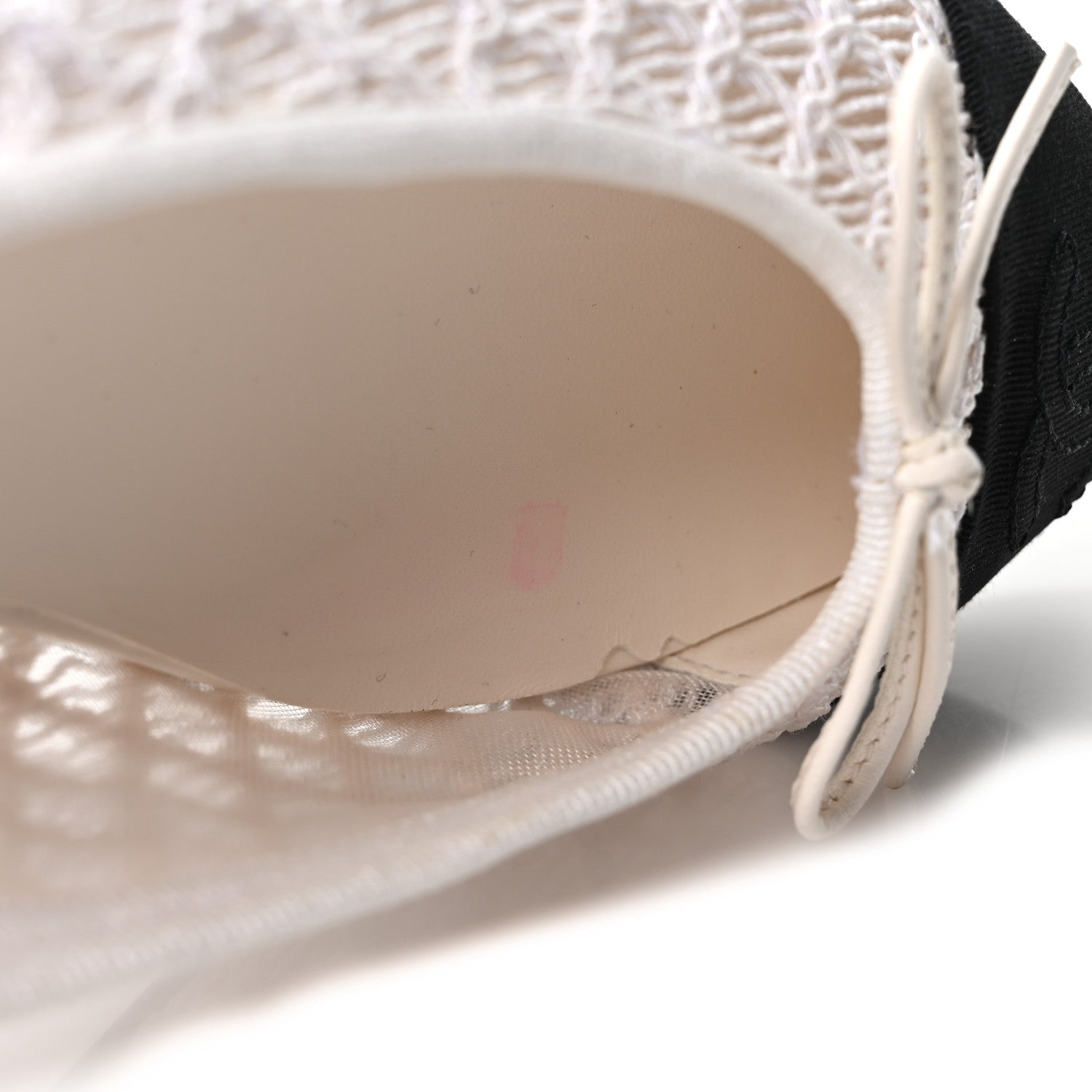 Mesh Crochet Grosgrain Cap Toe Ballerina Flats 36 White Black