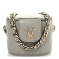 Chanel Lambskin Quilted Mini Vanity Case With Chain Grey