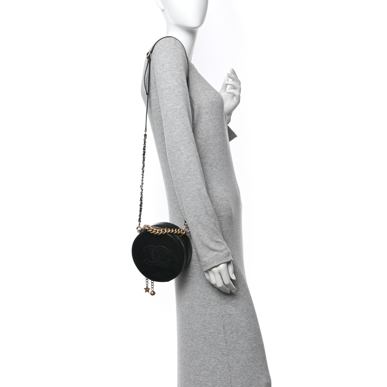 Chanel Glazed Calfskin Round As Earth Evening Bag Black