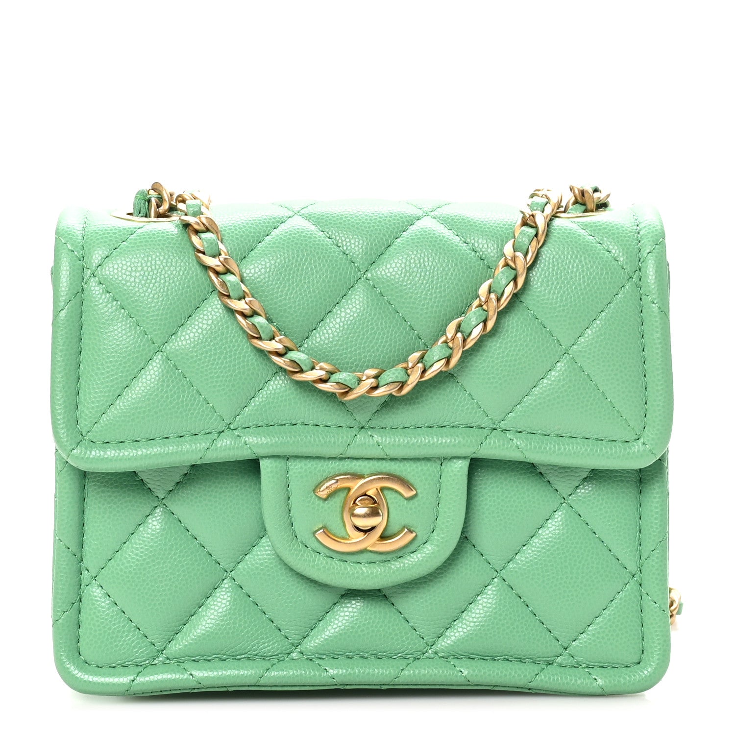 Chanel Caviar Quilted Mini Sweet Classic Flap Green