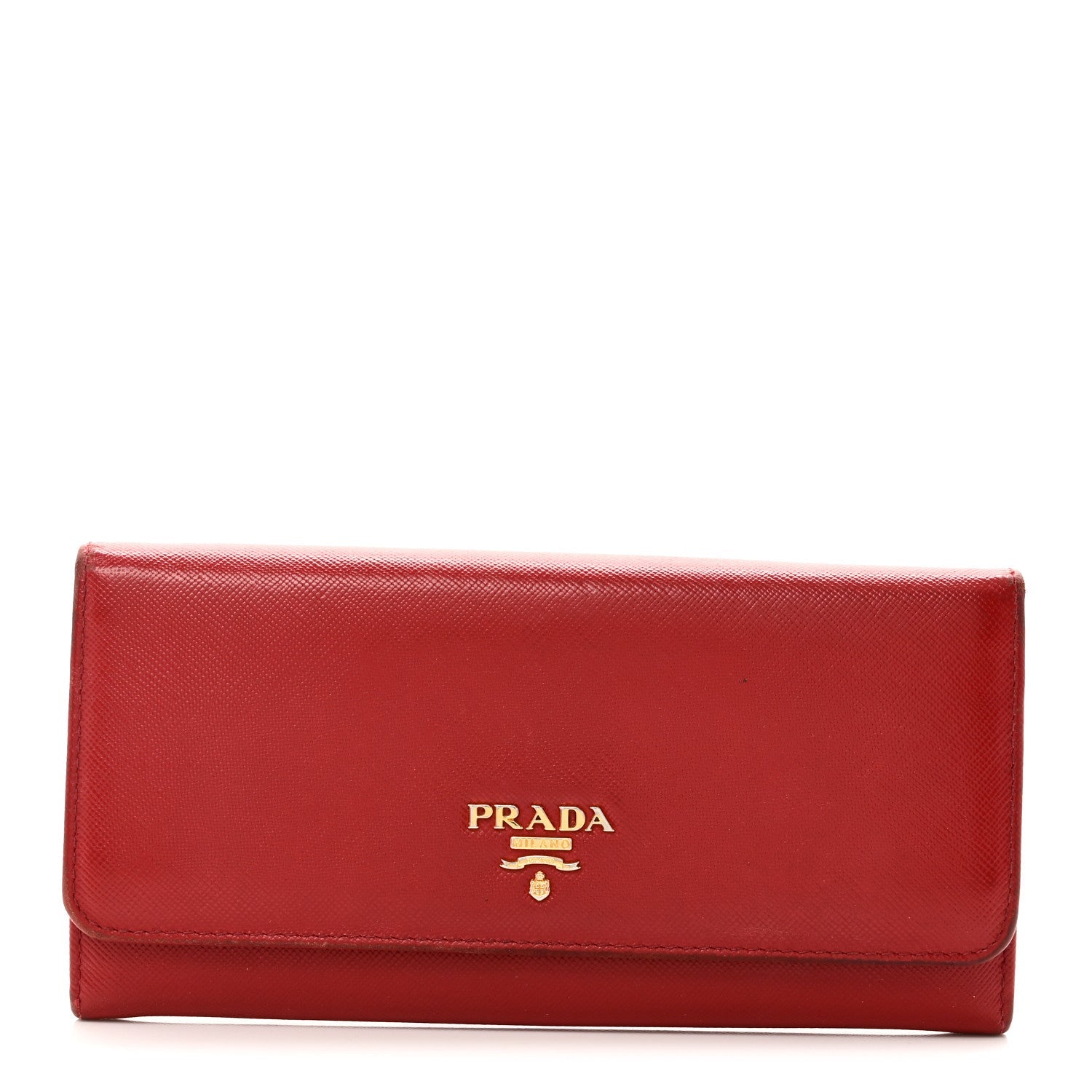 Prada Saffiano Metal Continental Flap Wallet Fuoco