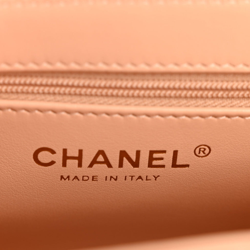 Chanel Shiny Aged Calfskin Quilted Nano Kelly Shopper Beige