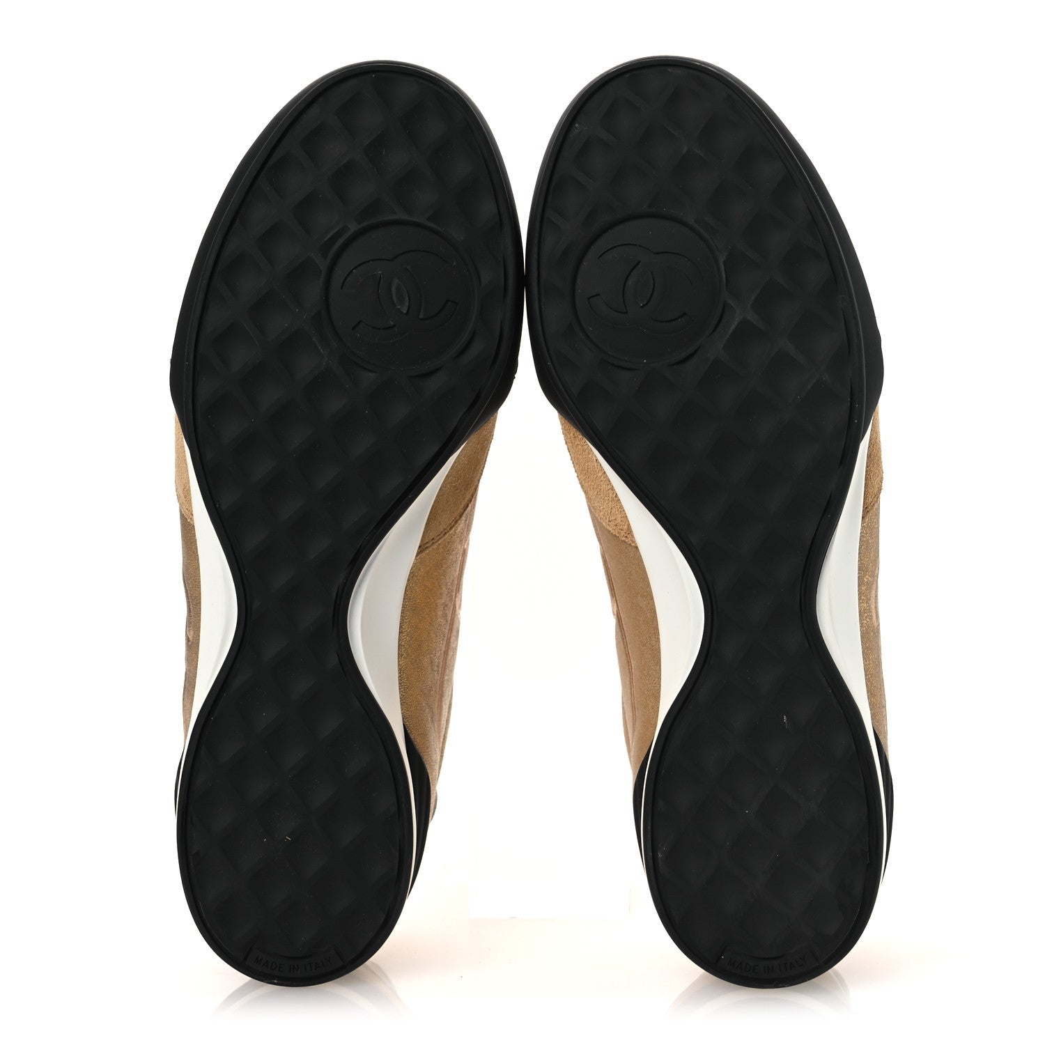 Laminated Calfskin Suede Quilted Womens CC Sneakers 39 Gold