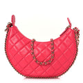 Chanel Lambskin Quilted Chain Around Hobo Pink