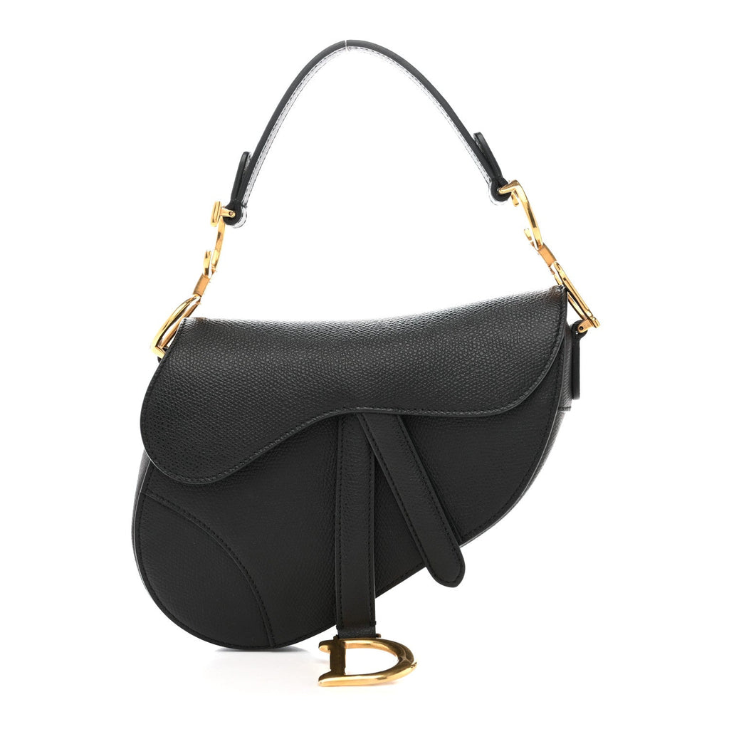 Christian Dior Grained Calfskin Mini Saddle Bag Black