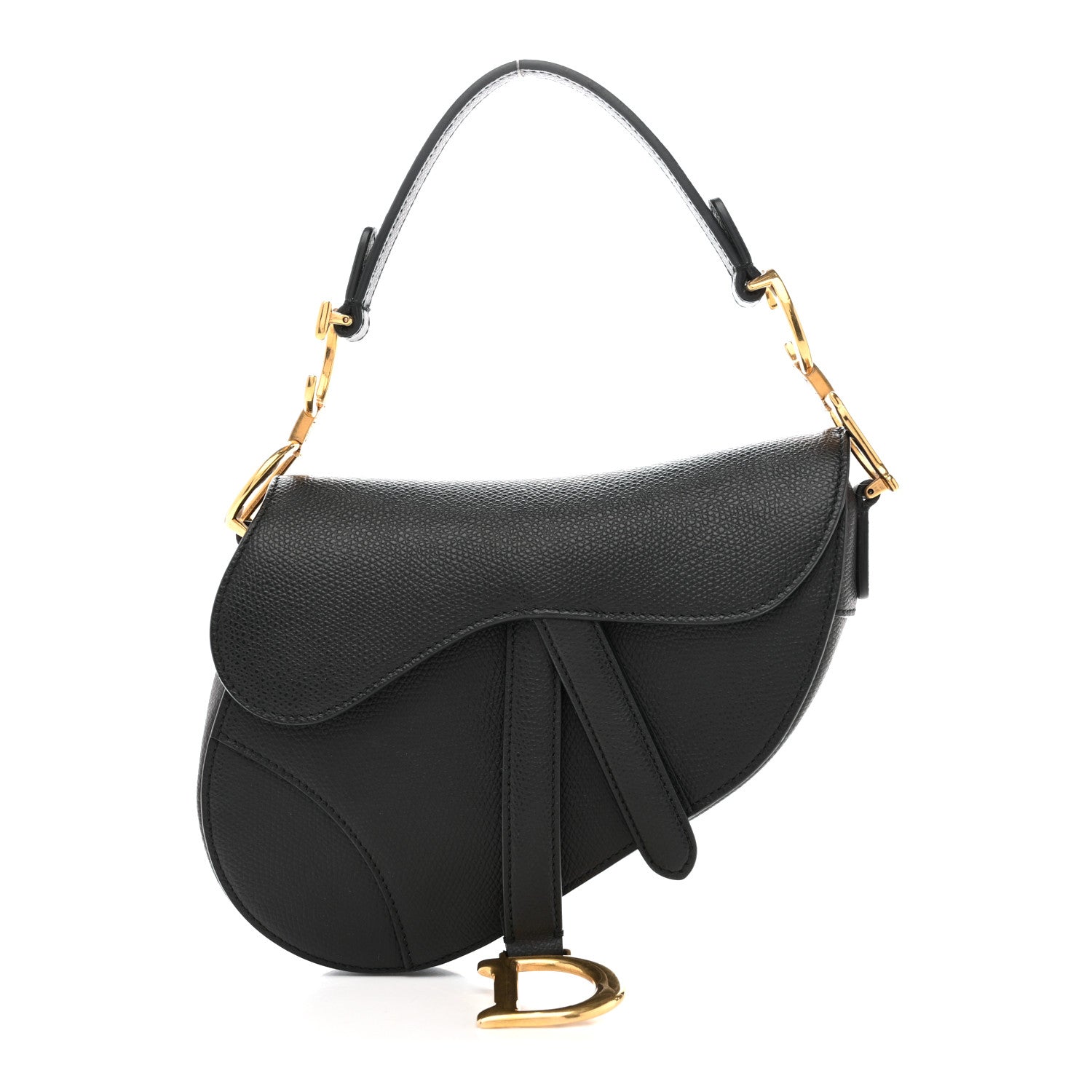Christian Dior Grained Calfskin Mini Saddle Bag Black