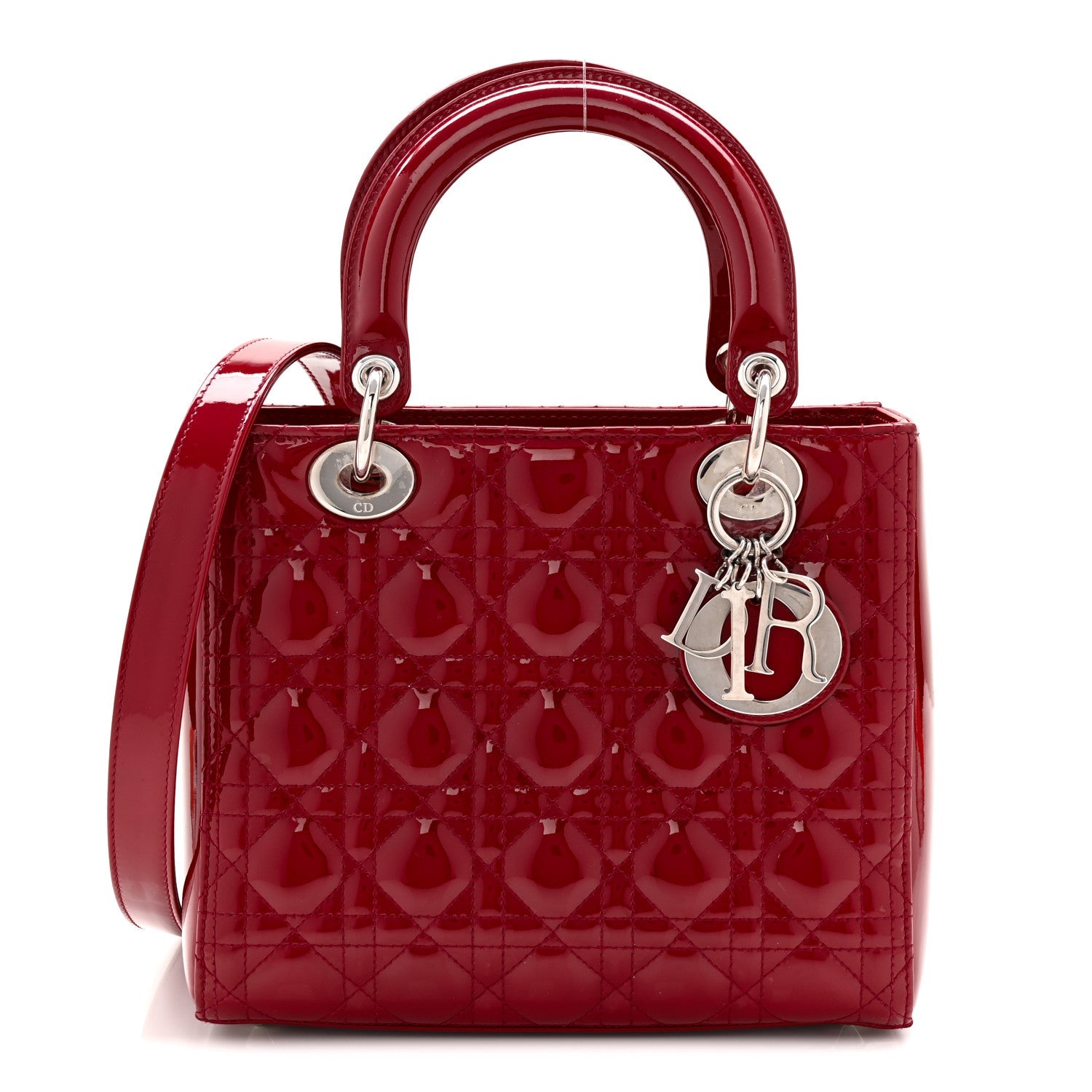 Christian Dior Patent Cannage Medium Lady Dior Red