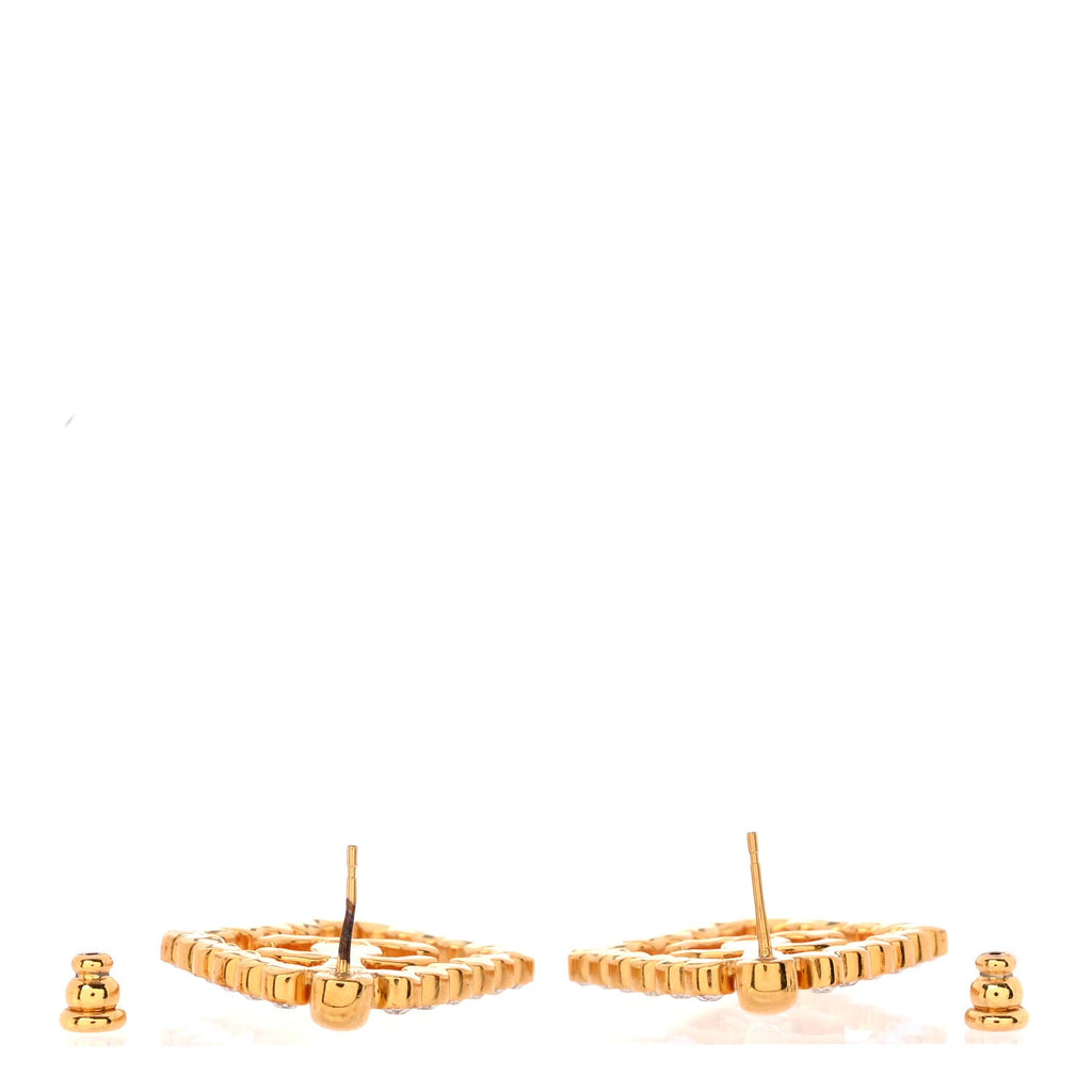 Crystal Diamond CC Earrings Gold