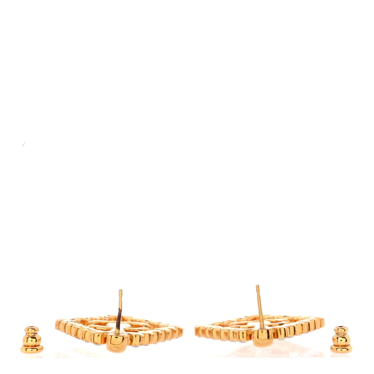 Crystal Diamond CC Earrings Gold