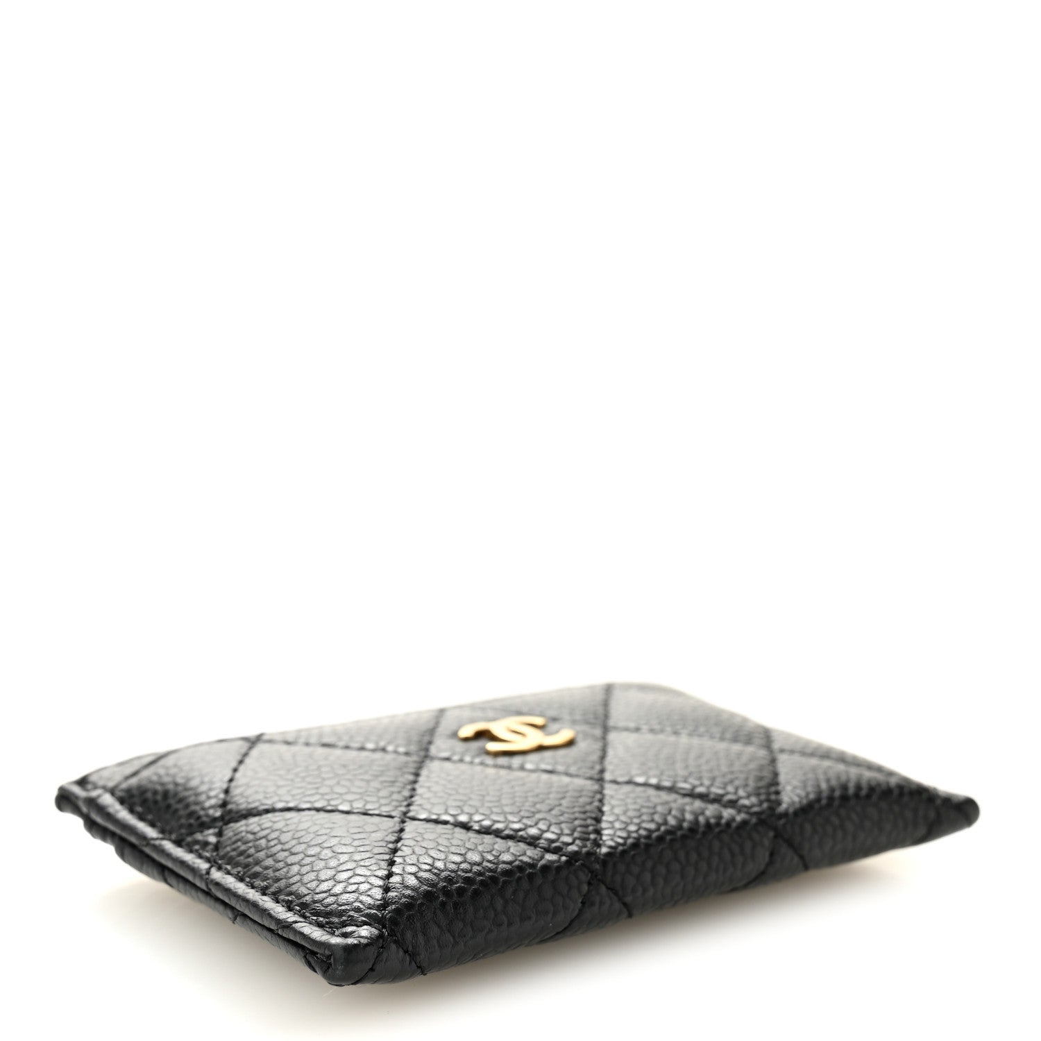 Caviar Quilted Card Holder Black