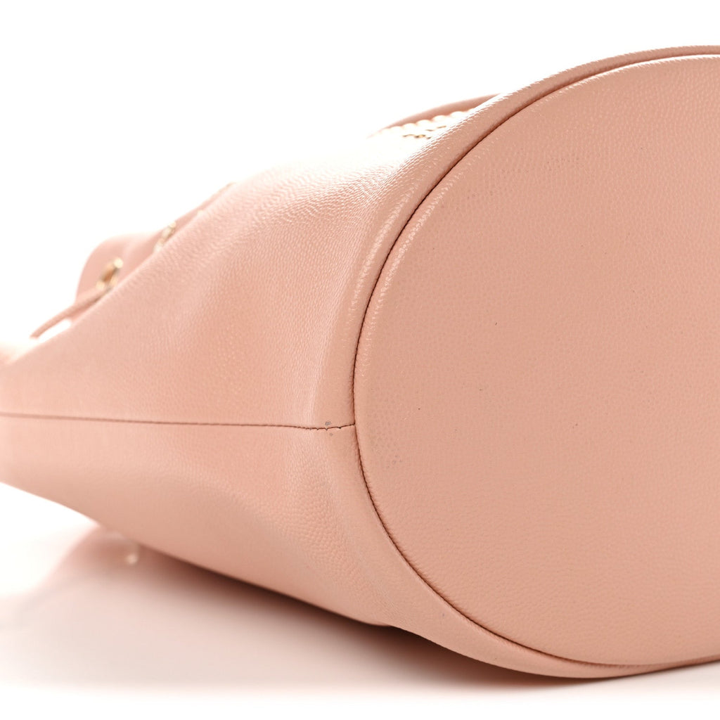 Chanel Caviar Deauville Drawstring Bucket Bag Light Pink