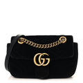 Gucci Velvet Matelasse Mini GG Marmont Shoulder Bag Black
