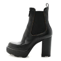Louis Vuitton Calfskin Monogram LV Beaubourg Platform Ankle Boots 40 Black