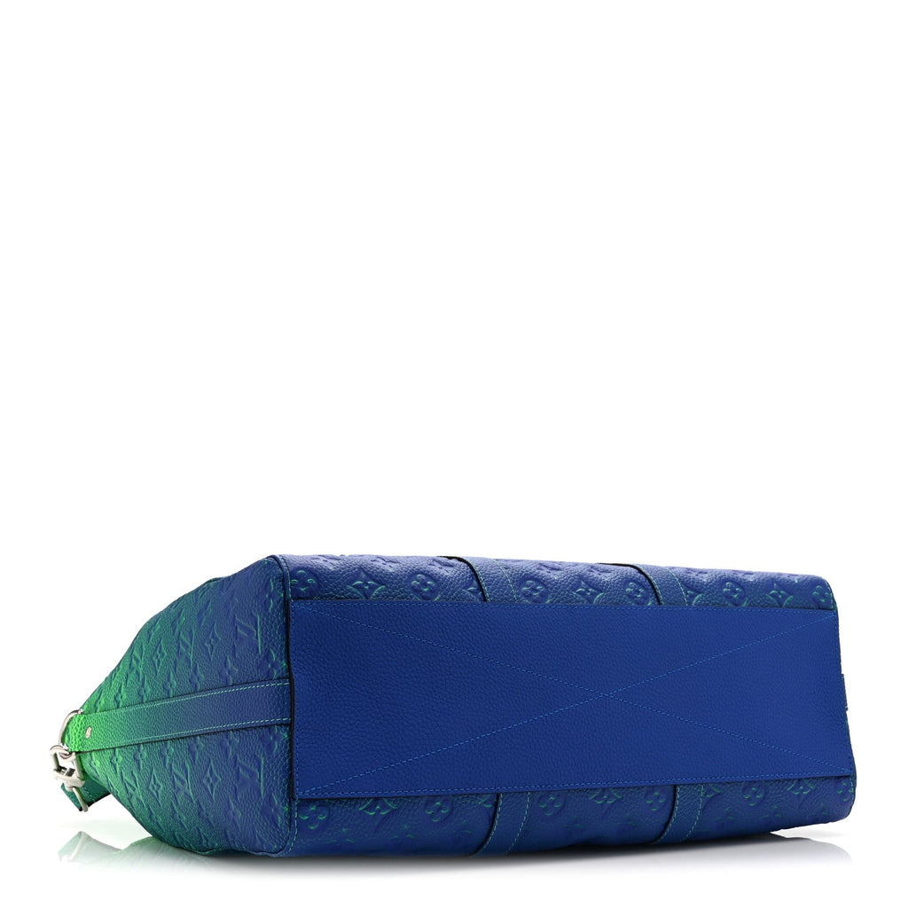 Louis Vuitton Taurillon Illusion Keepall Tote Bleu Vert