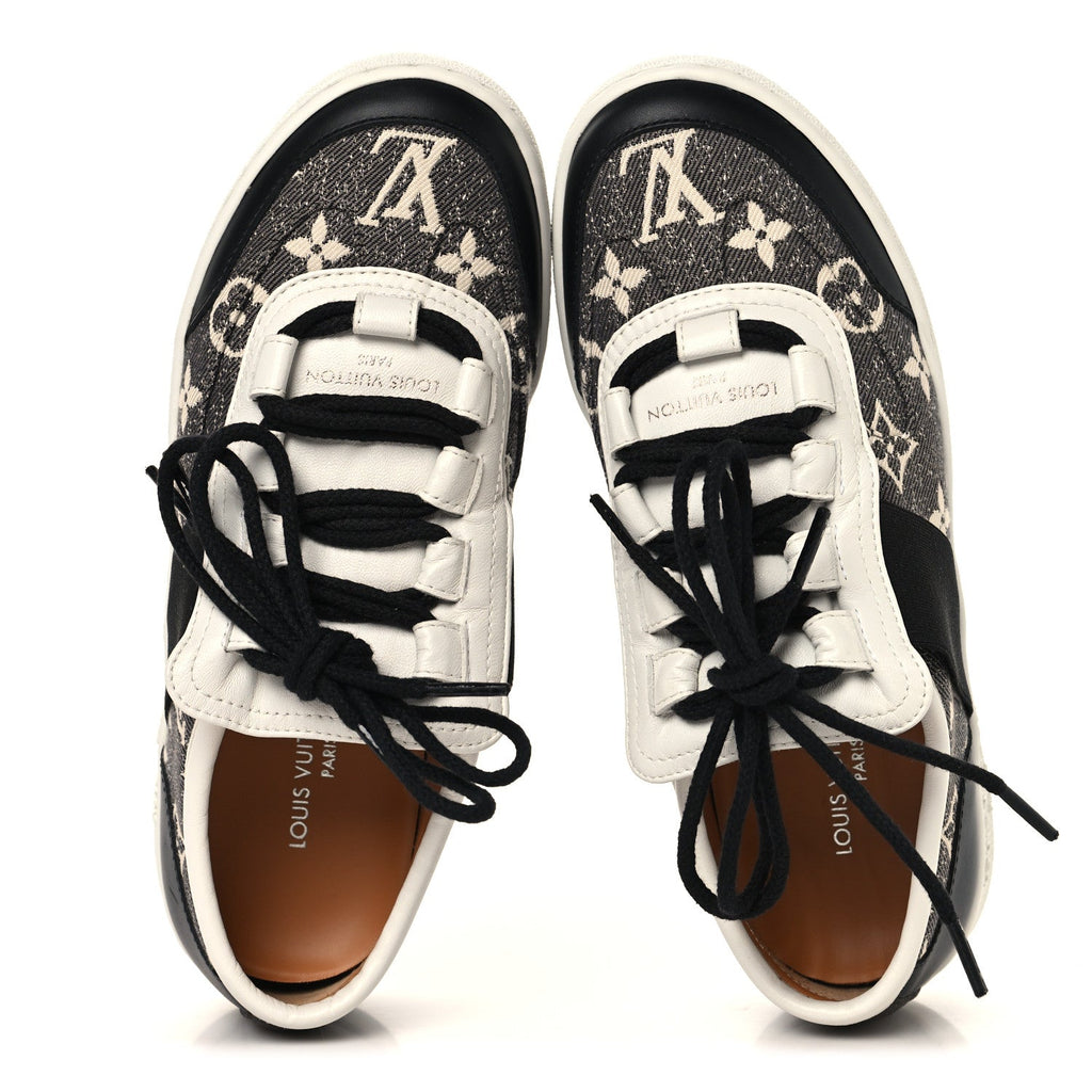 Louis Vuitton Denim Monogram Lous Sneakers 37 Gray