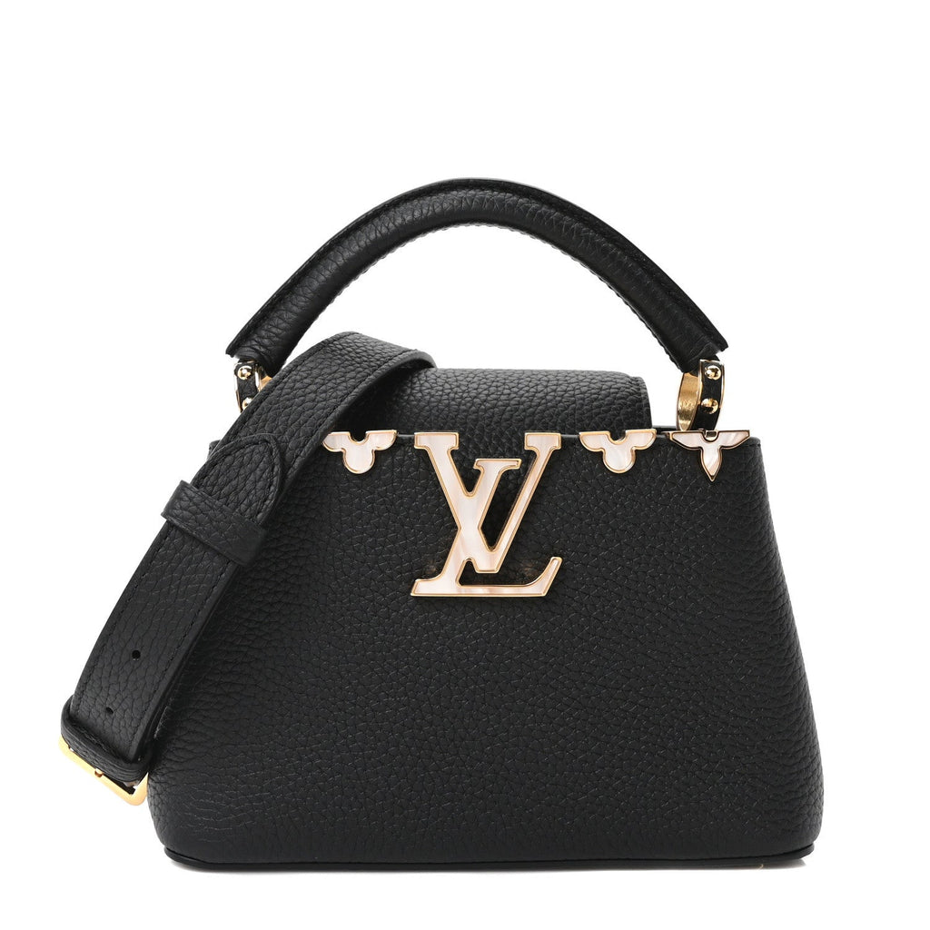 Louis Vuitton Taurillon Mother of Pearl Flower Crown Mini Capucines Black