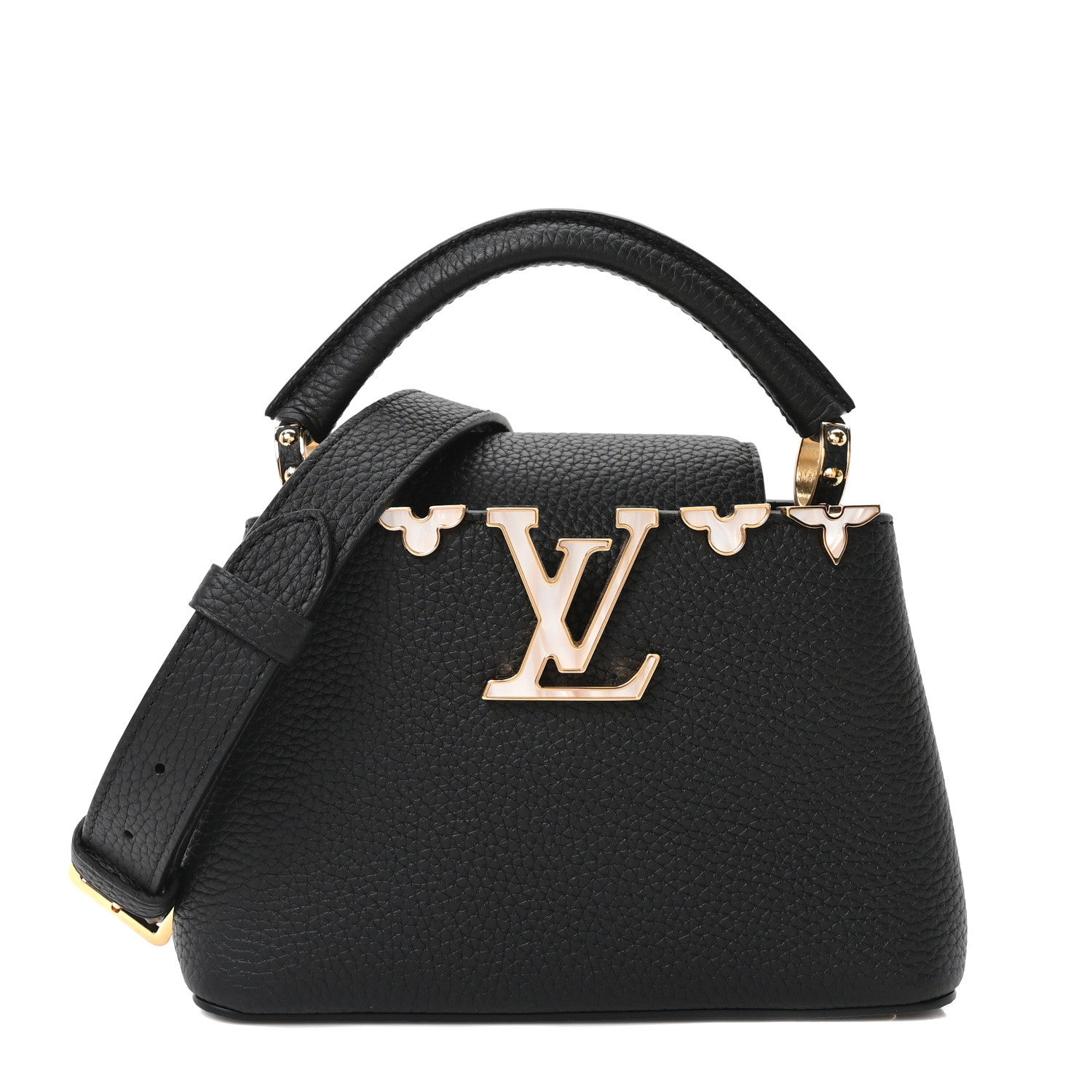 Louis Vuitton Taurillon Mother of Pearl Flower Crown Mini Capucines Black