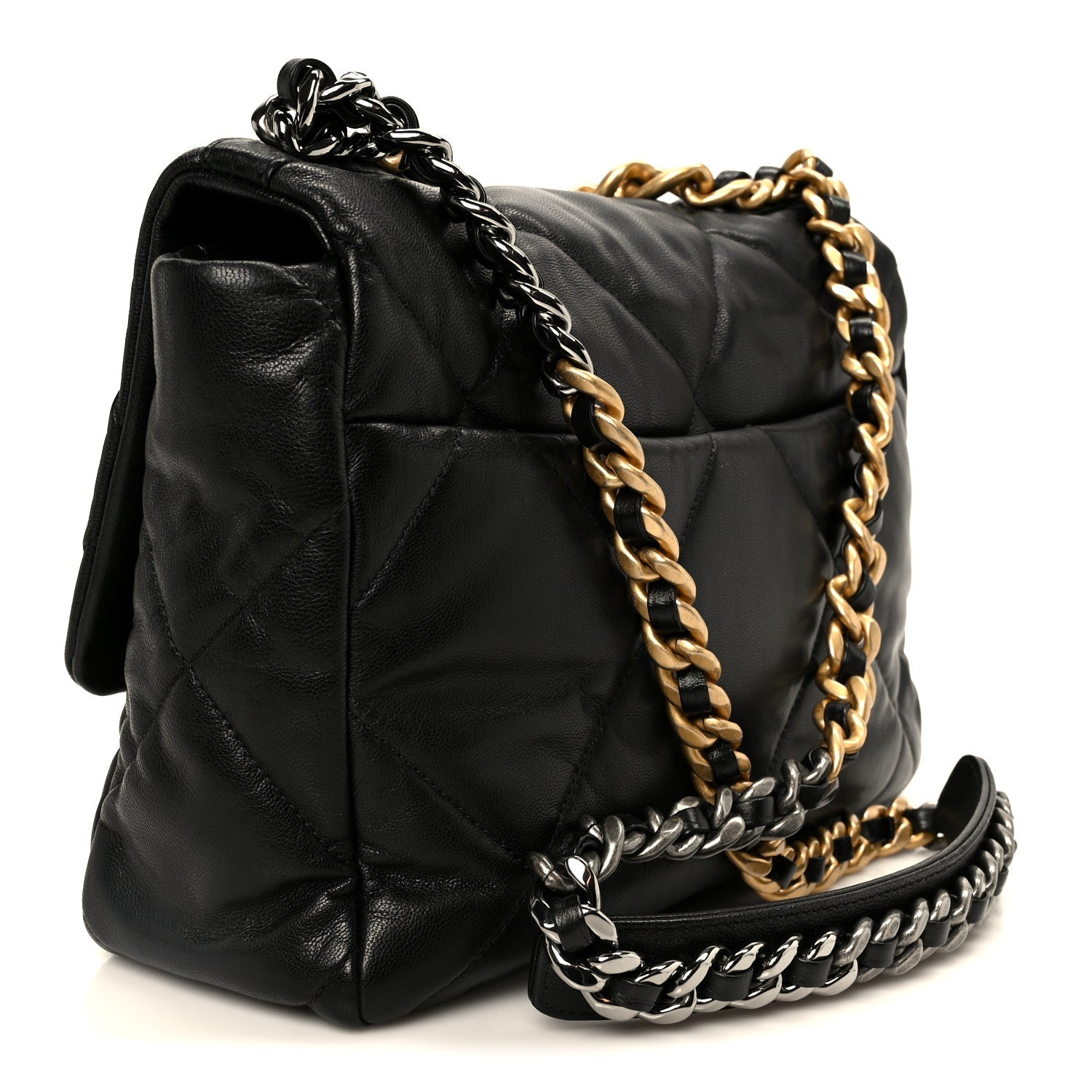 Chanel Goatskin Quilted Large Chanel 19 Flap Black