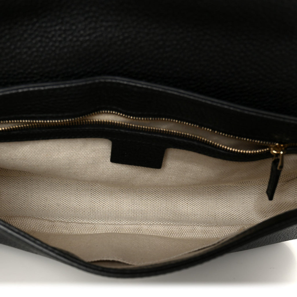 Gucci Pebbled Calfskin Medium Soho Flap Crossbody Black