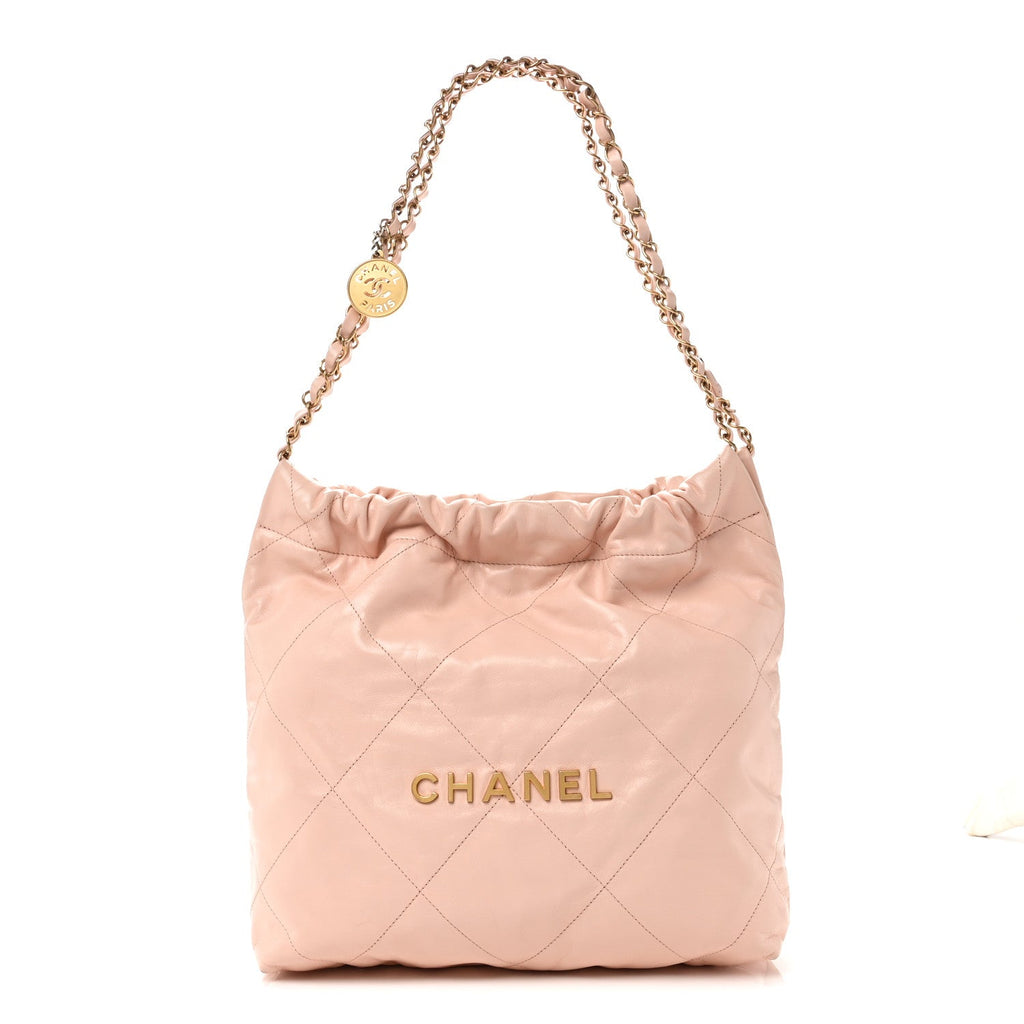 Chanel Shiny Calfskin Quilted Small Chanel 22 Light Pink
