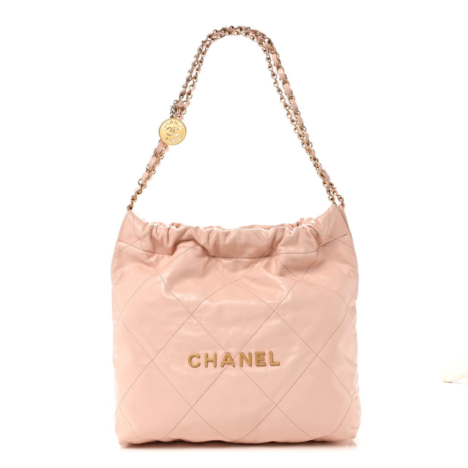Chanel Shiny Calfskin Quilted Small Chanel 22 Light Pink