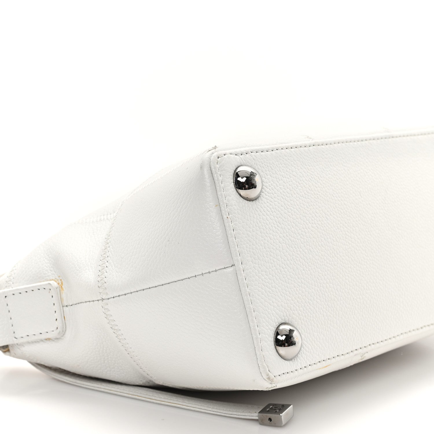 Chanel Caviar Square Stitched Bag White