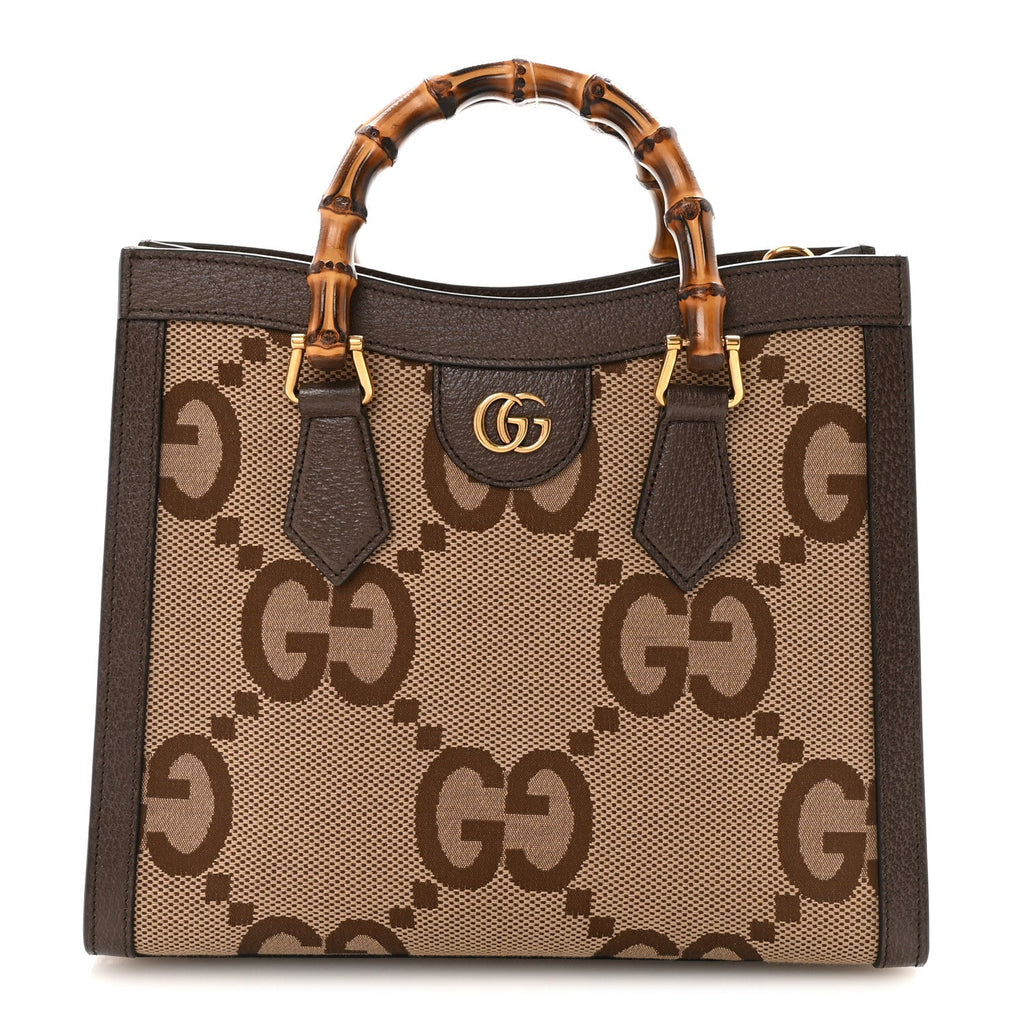Gucci Monogram Jumbo GG Textured Dollar Calfskin Small Diana Tote Bag Camel Ebony New Acero Pomegranate Red