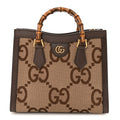 Gucci Monogram Jumbo GG Textured Dollar Calfskin Small Diana Tote Bag Camel Ebony New Acero Pomegranate Red
