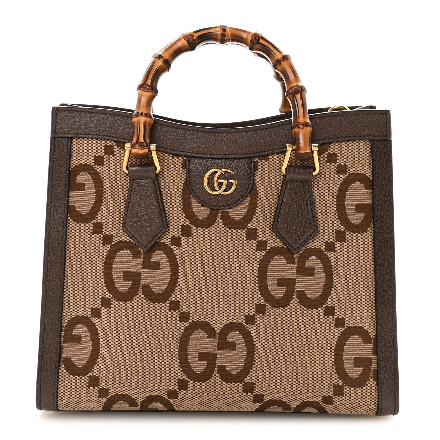 Gucci Monogram Jumbo GG Textured Dollar Calfskin Small Diana Tote Bag Camel Ebony New Acero Pomegranate Red