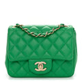 Chanel Lambskin Quilted Mini Square Flap Green