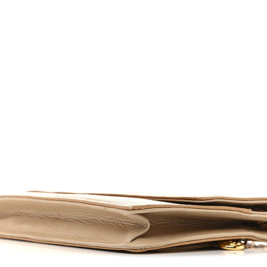 Chanel Caviar Timeless CC Wallet on Chain WOC Beige