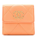Goatskin Quilted Small Chanel 19 Flap Wallet Orange