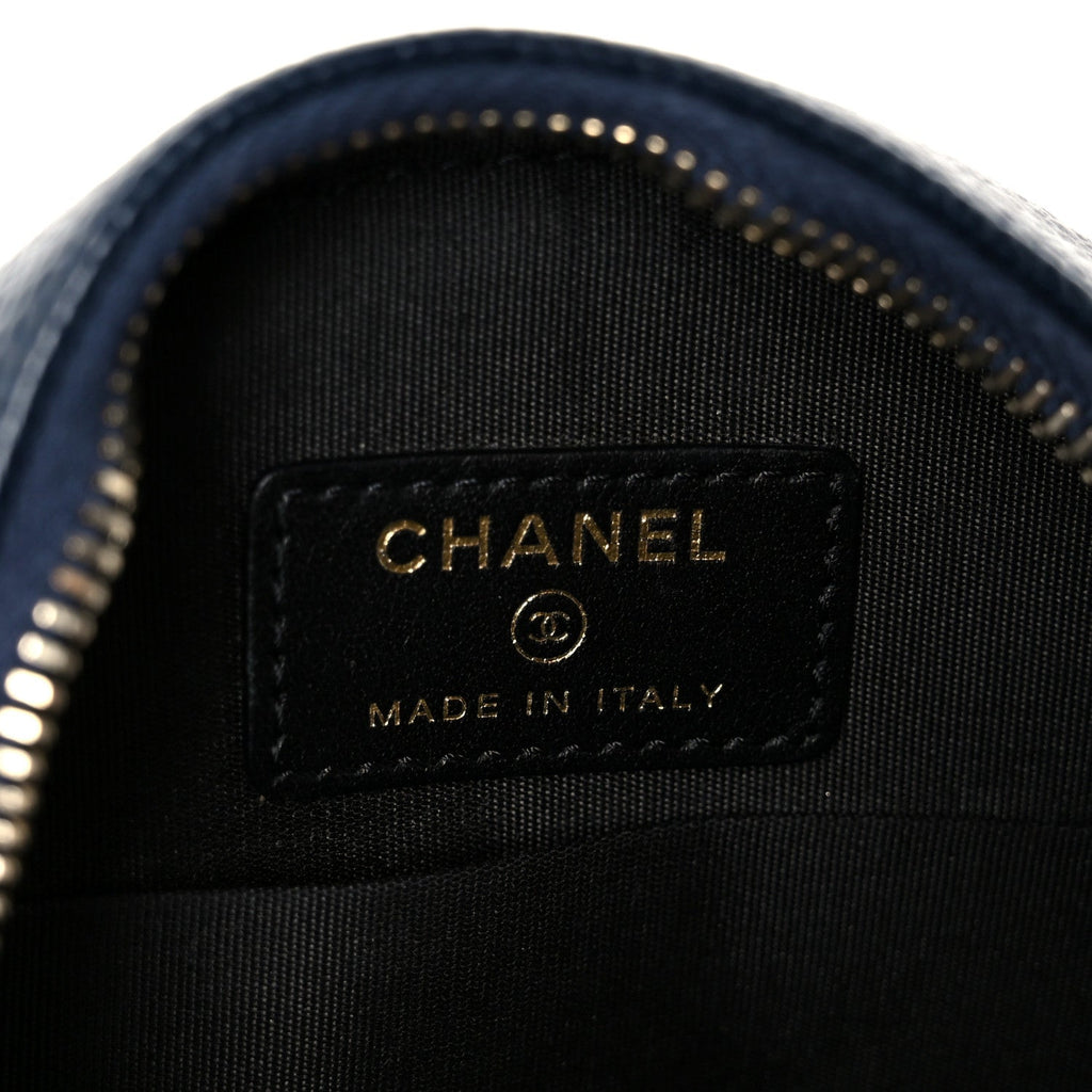 Chanel Caviar Quilted Round Filigree Crossbody Navy Black