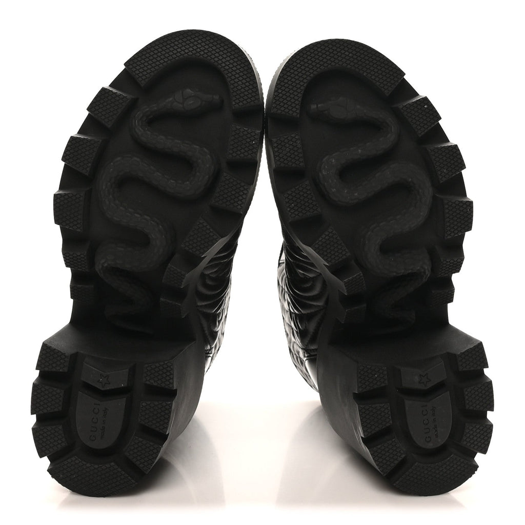 Gucci Calfskin Nappa Rhombus Quilted Trip Ankle Boots 36.5 Black