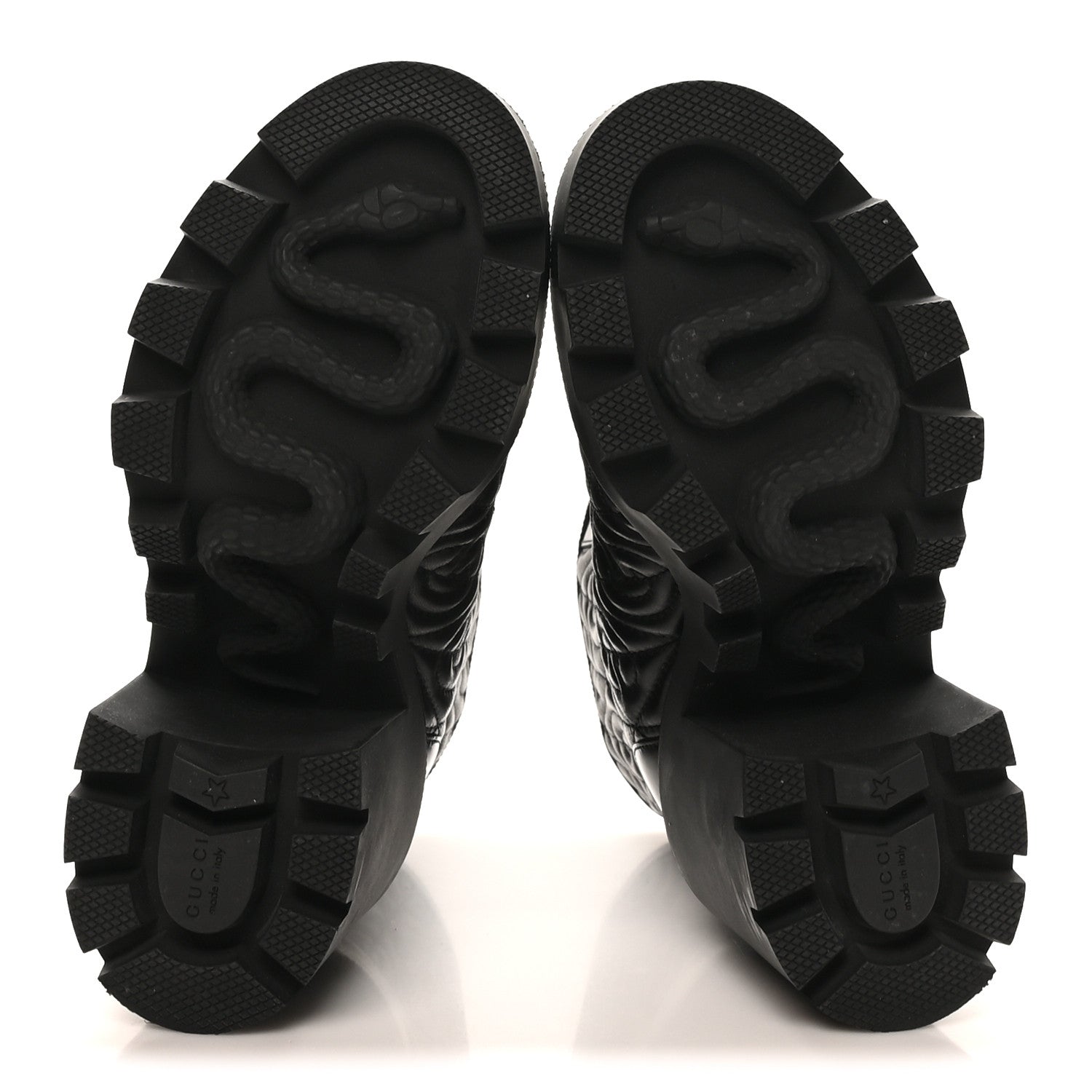 Gucci Calfskin Nappa Rhombus Quilted Trip Ankle Boots 36.5 Black